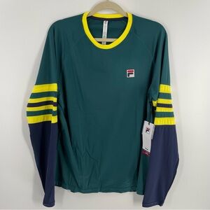 NWT Fila Performance Energy Tennis UV Protection Long Sleeve Heritage Crew Shirt